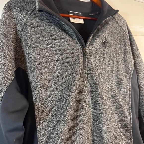 Spyder Outbound Half-Zip Core Pullover Sweater Grey Black Fleece Large - Picture 3 of 7